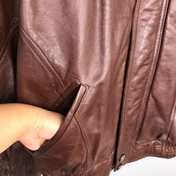 Vintage Wilson Men’s Brown Leather Jacket Sz L - Picture 11 of 12